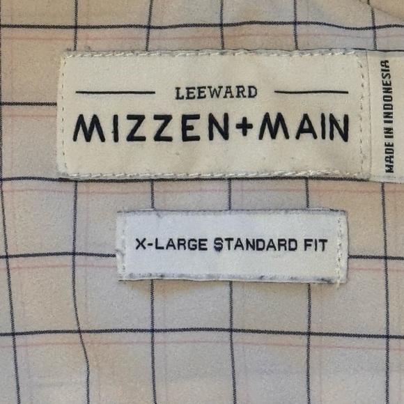 Mizzen + Main Leeward Button Shirt Mens XL Standard Fit White Blue Pink Check - Picture 4 of 12